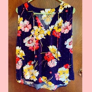 Navy Floral Top